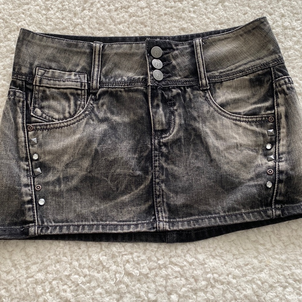 Denim Grey washed mini skirt